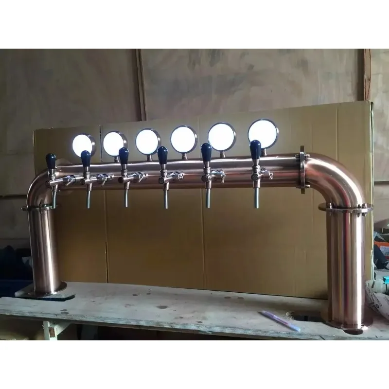 

【Best-selling】New Desiqn Black U Tower Stainless Steel 6 Tap Beer Tower Dispensing Equipment Draft Beer Tower With LED light