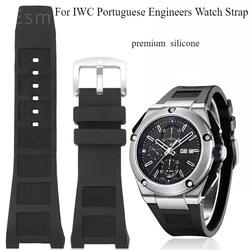 For IWC Engineers Series Concave Interface Solid Stainless Steel Needle Buckle Waterproof Sweatproof Silicone Watch Strap30x16mm