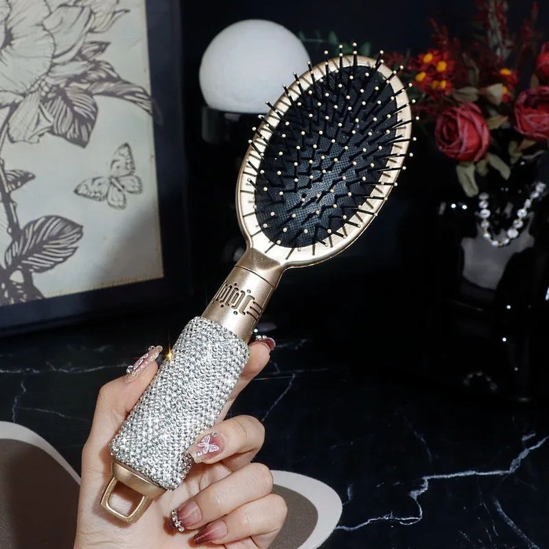 

Air Cushion Comb, Ribbed For Girls, Massage Anti-Static Anti-Hair Loss Fluffy Long-Handle Home Use Curly Hair Diamond-Studded