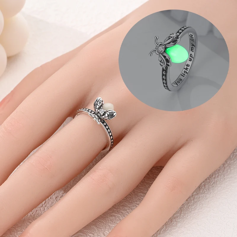 Women's 925 Silver Luminous Firefly Ring, Classic Design