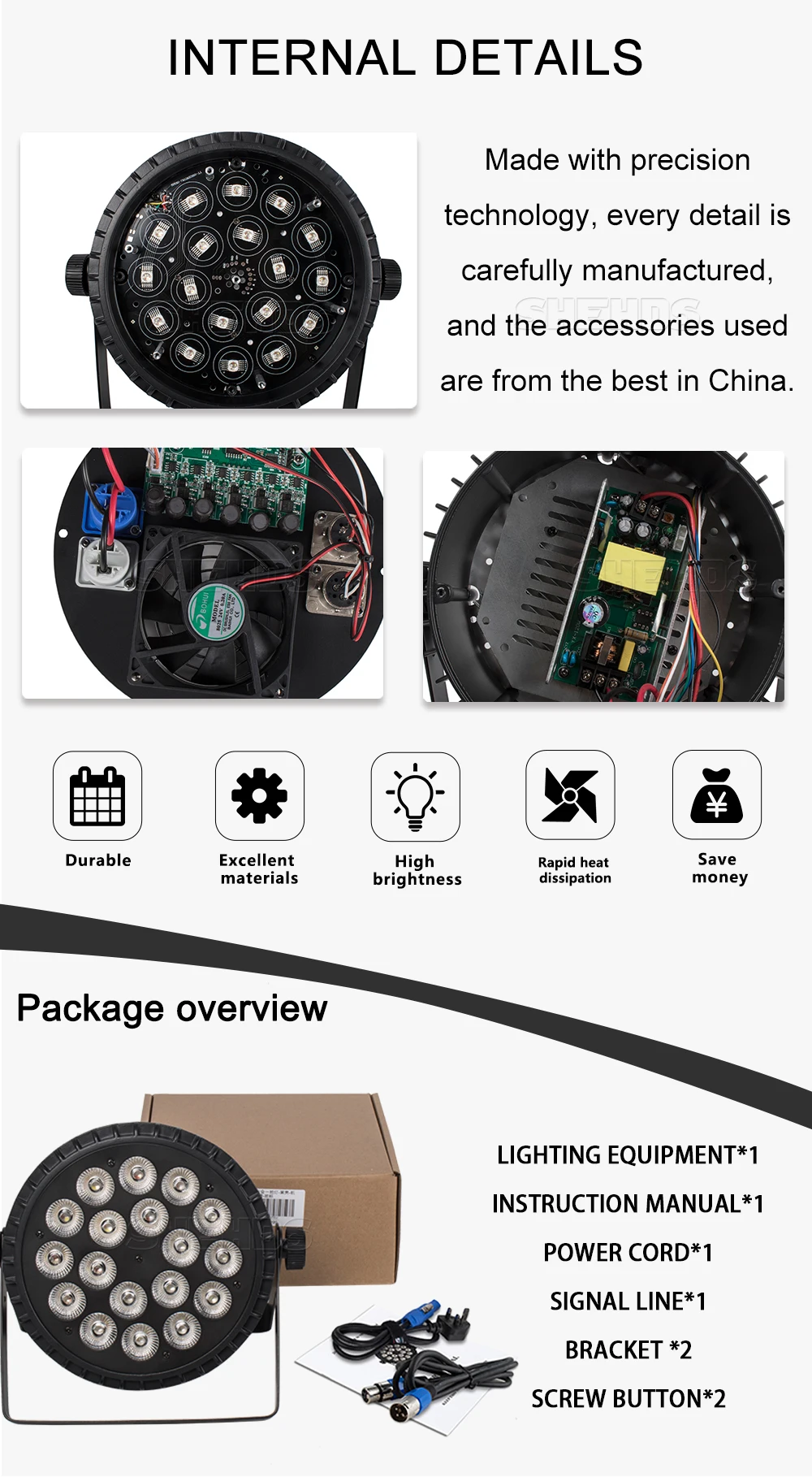 18x18w RGBWA UV Wash Effect Par Flache Aluminium 6in1 LED Bühne Lichter Für DJ Disco Club Hochzeit party DMX512 SHEHDS – Detail 6