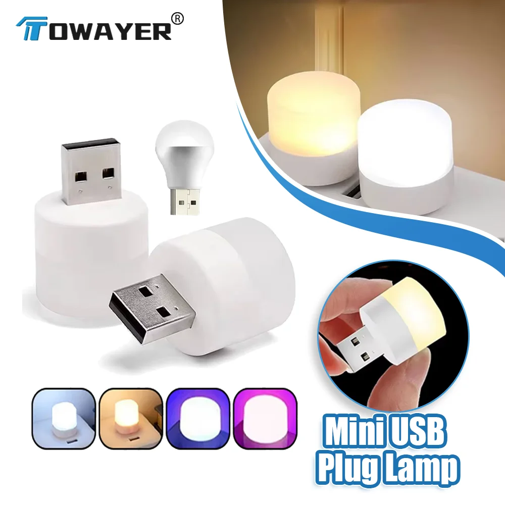 

USB Plug Eye-care Book Light Round LED Night Light 5V Super Bright Eye-care Lamp Computer Mobile Power Charging 1/2/5PCS