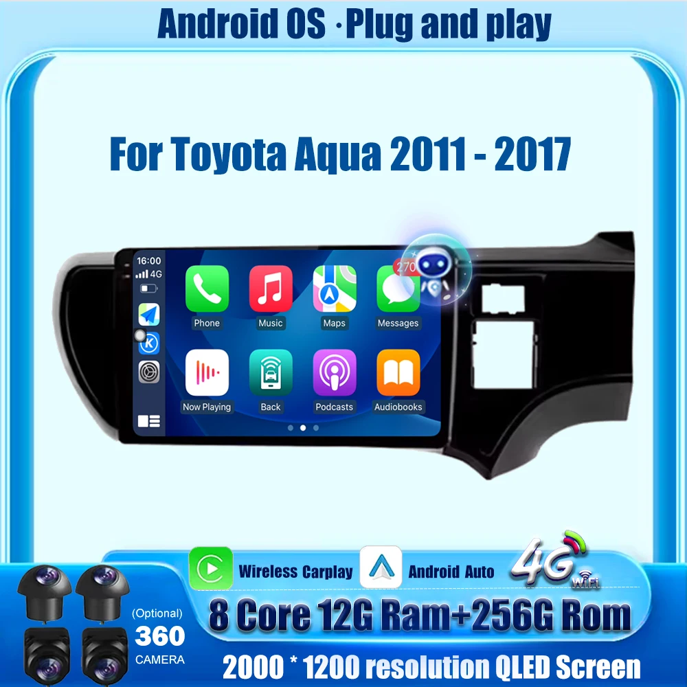 

Android Auto For Toyota Aqua 2011 - 2017 RHD Car Radio Multimedia Player GPS Navigation Stereo Wireless Carplay BT DSP Head Unit