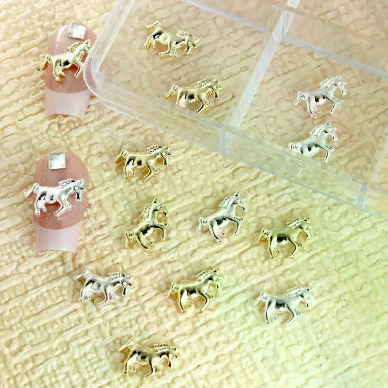 20Pcs Minimally Designed Three-dimensional Horse Nail Decor Alloy Nail Art Charm Manicure Decoration Accessories