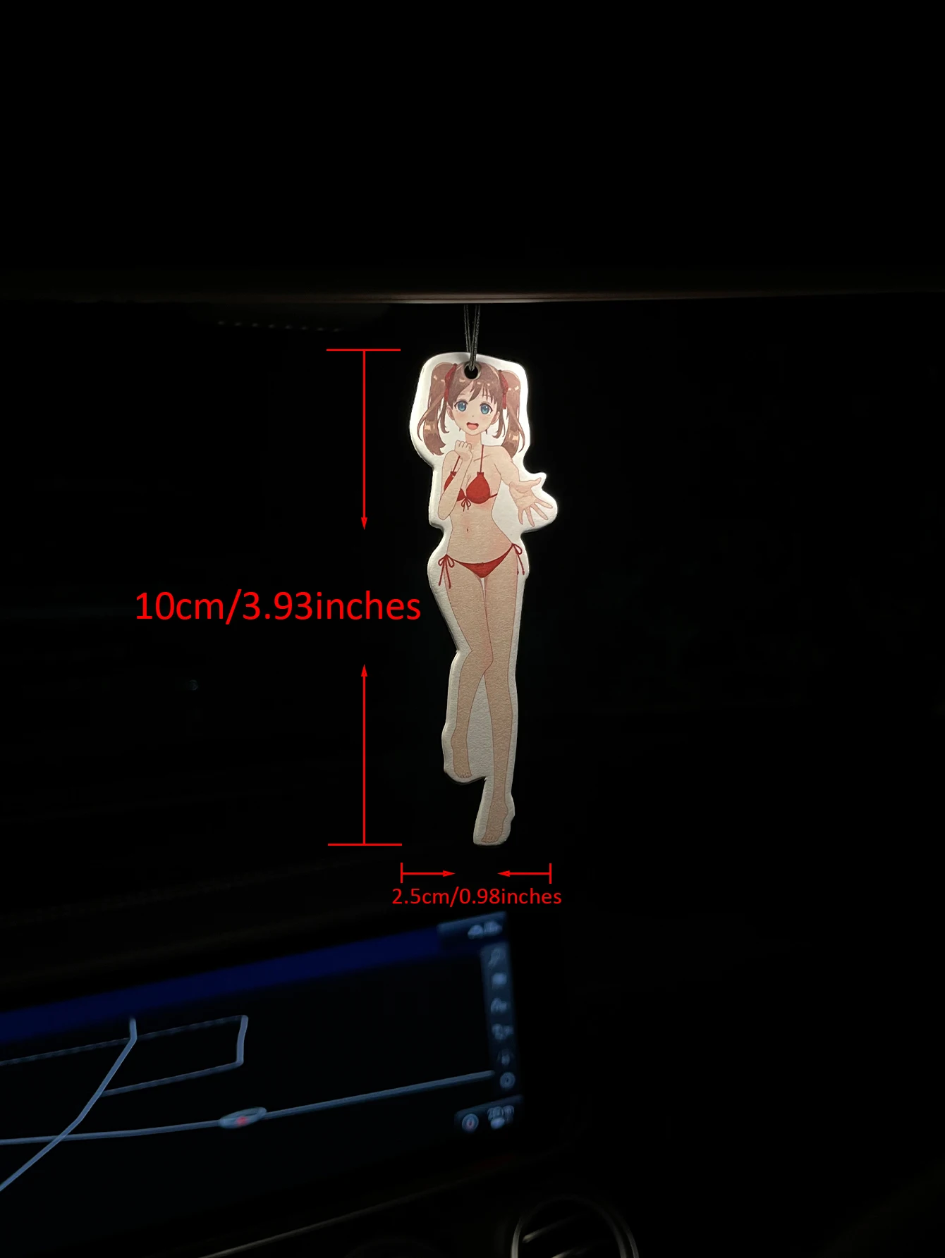 Anime Twin Tails Red Bikini Girl Car Air Freshener, Natural Plant Extract Scent, Alcohol-Free, Long Lasting 60-90 Days, Heat Res