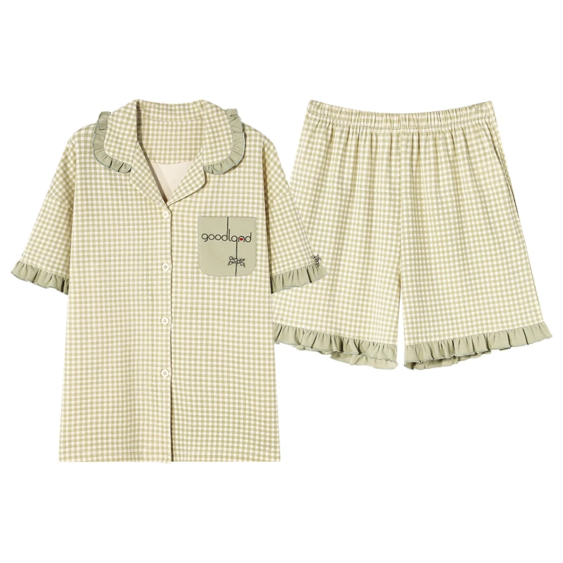 Ensemble pyjama d'été pour couple, col rabattu, manches courtes, 100% coton, vêtements de nuit pour hommes et femmes