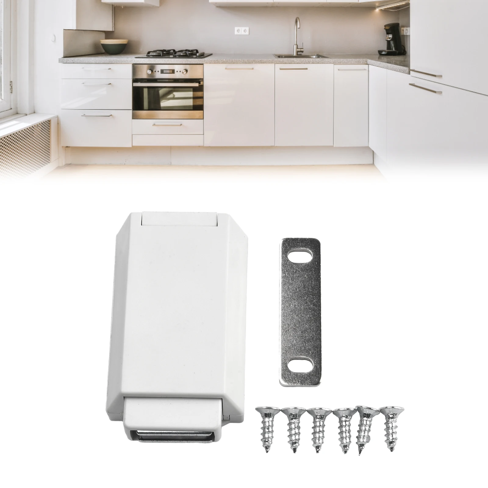 Rebound Device Cabinet-Catch Cabinet Door Heavy Duty Magnetic To Open Touch DIY White Door Push Home Improvement