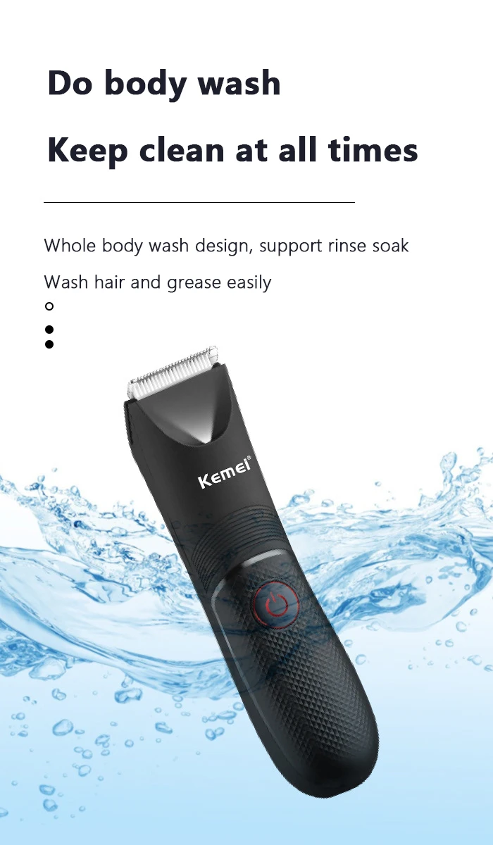 Kemei KM-1838 Haarschneider mit Leistenbereich, Rasenmäher, Keramikklinge, wasserdicht, nass, trocken, Haarschneidemaschine, Scham, Achselhöhle, Körperhaar, Hygiene, Rasierer – Detail 8