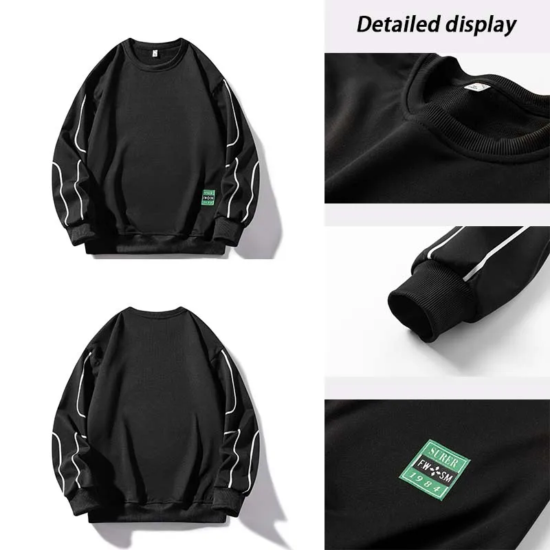 New Autumn Men's Sweatshirt Running Sports Top Round Neck Women Loose High Quality Casual Comfortable No Hood Sweatshirt