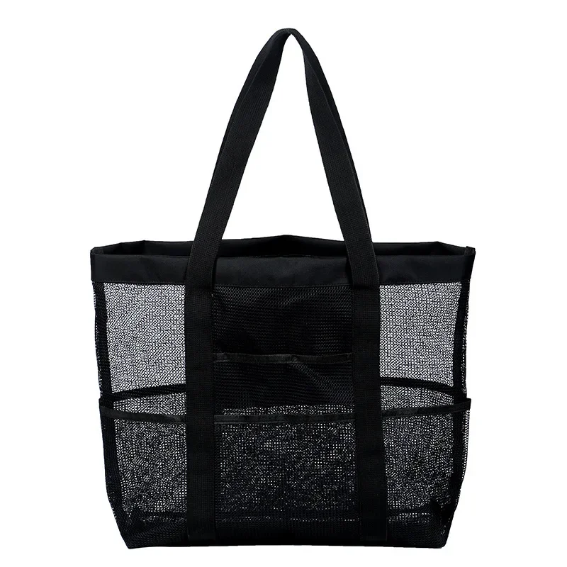 Grote Capaciteit Mesh Multi-Pocket Strandtas Mesh Doek Draagbare Reizen Waszak Fitness Zwemmen Opbergtas Clear handtassen