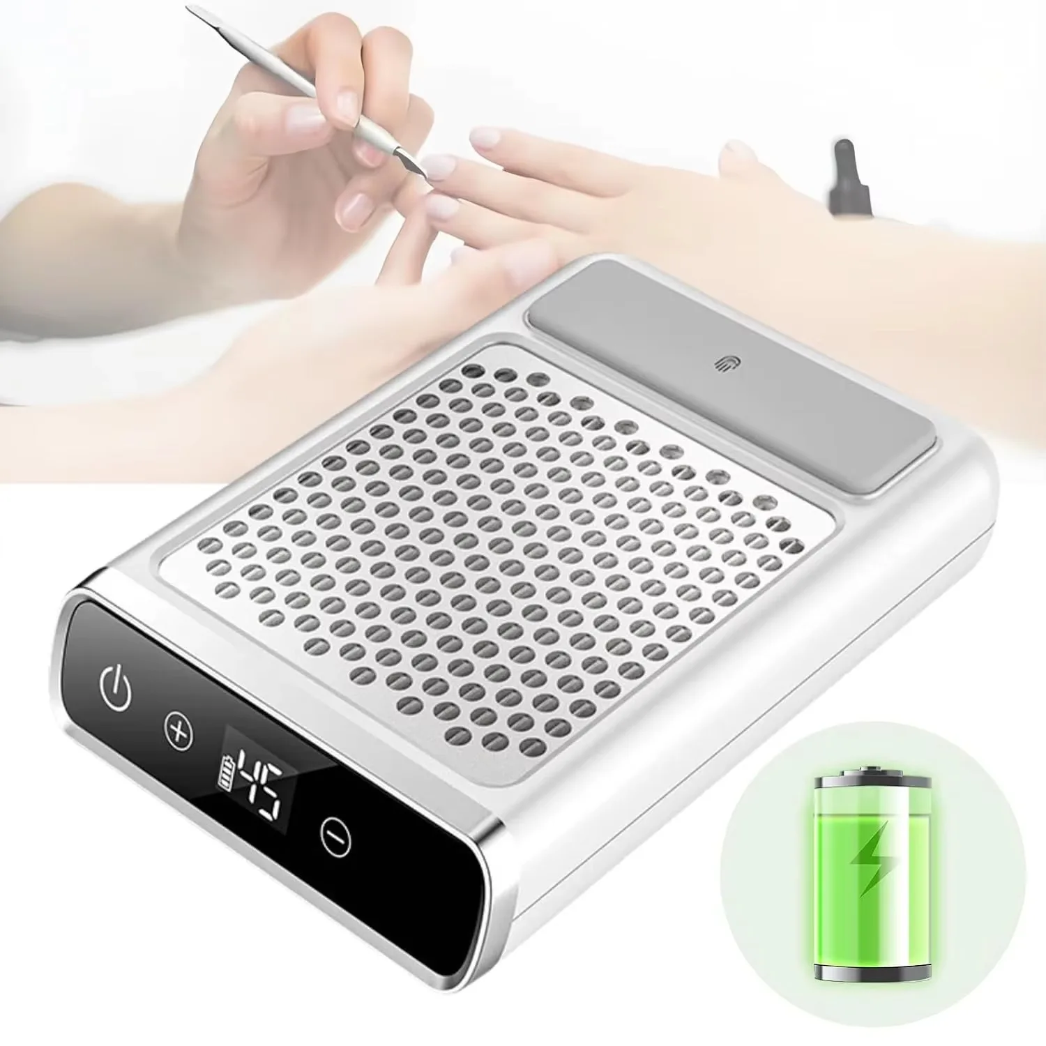 

80W Suction Touch Screen Rechargeable Filtration Nail Dust Collector Nail Table Vacuum Cleaner for Nail Art Salons Use