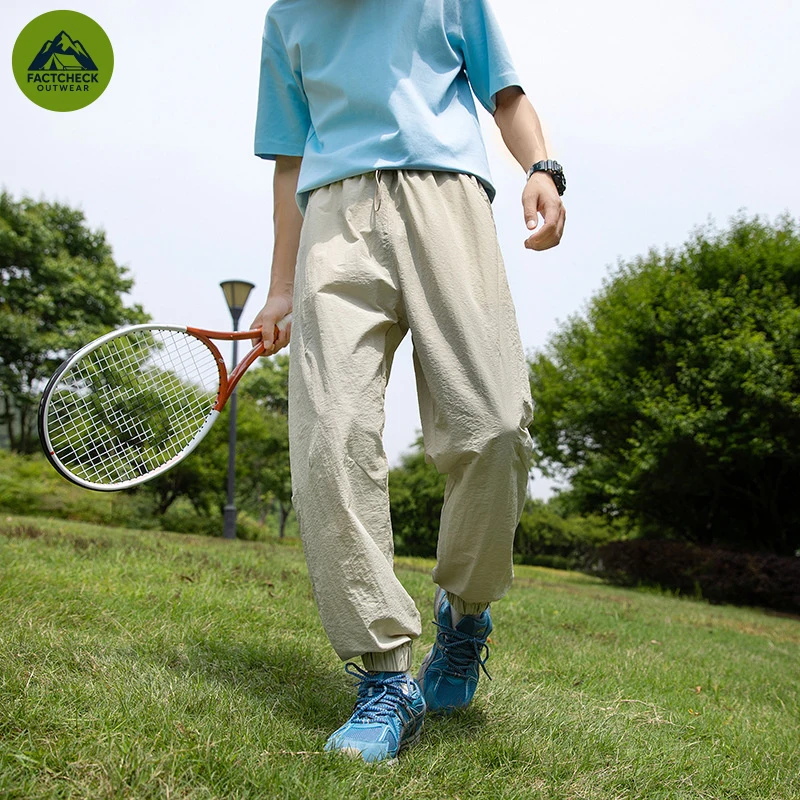FACHCHECK EU US Size Top Quality Men's Ice Silk Pants Spring Summer American Style Quick Dry Loose Tapered Cropped Trousers
