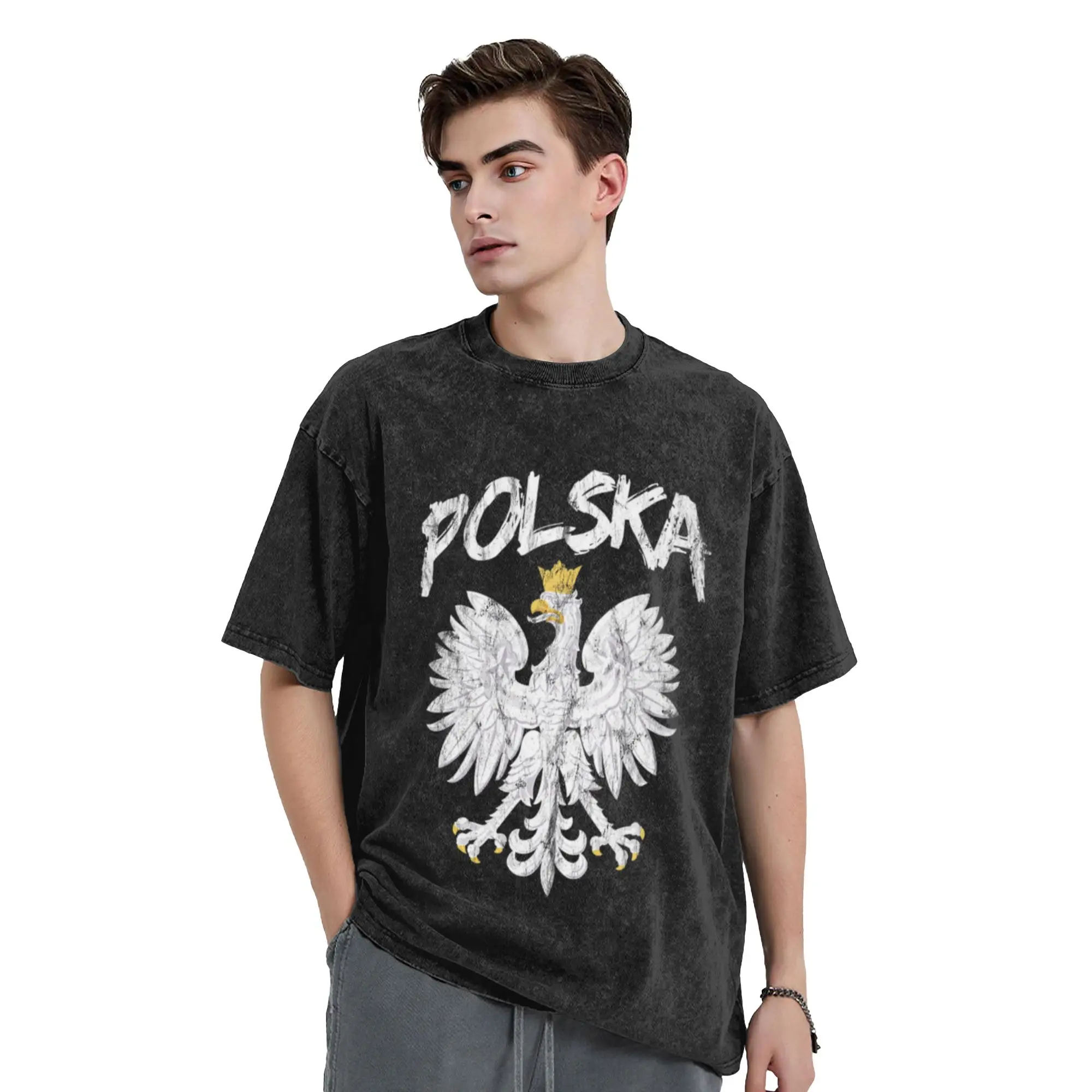 Polska Poland Polen Eagle Proud Design Vintage Grunge Unique Cool A Washed T Shirt Men's Women's Oversized Cotton Tees Tops