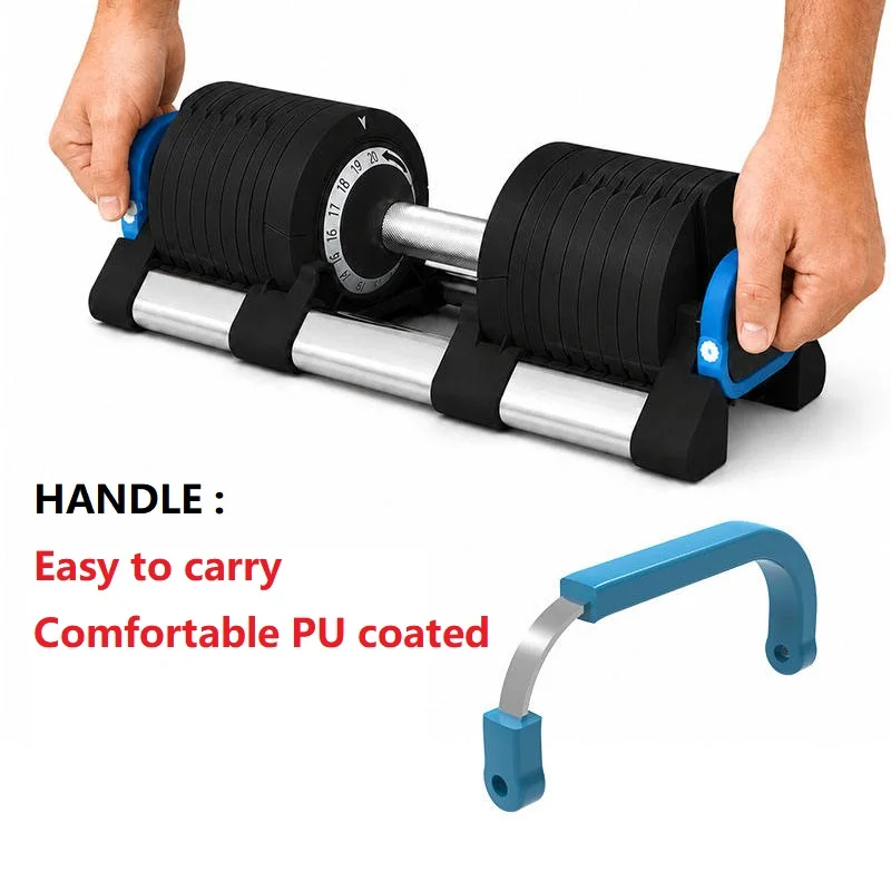 Smart Lock Adjustable Dumbbell, 7-20kg Weight Range, Rubber Cast Iron Body, Fitness Home Gym Equipment