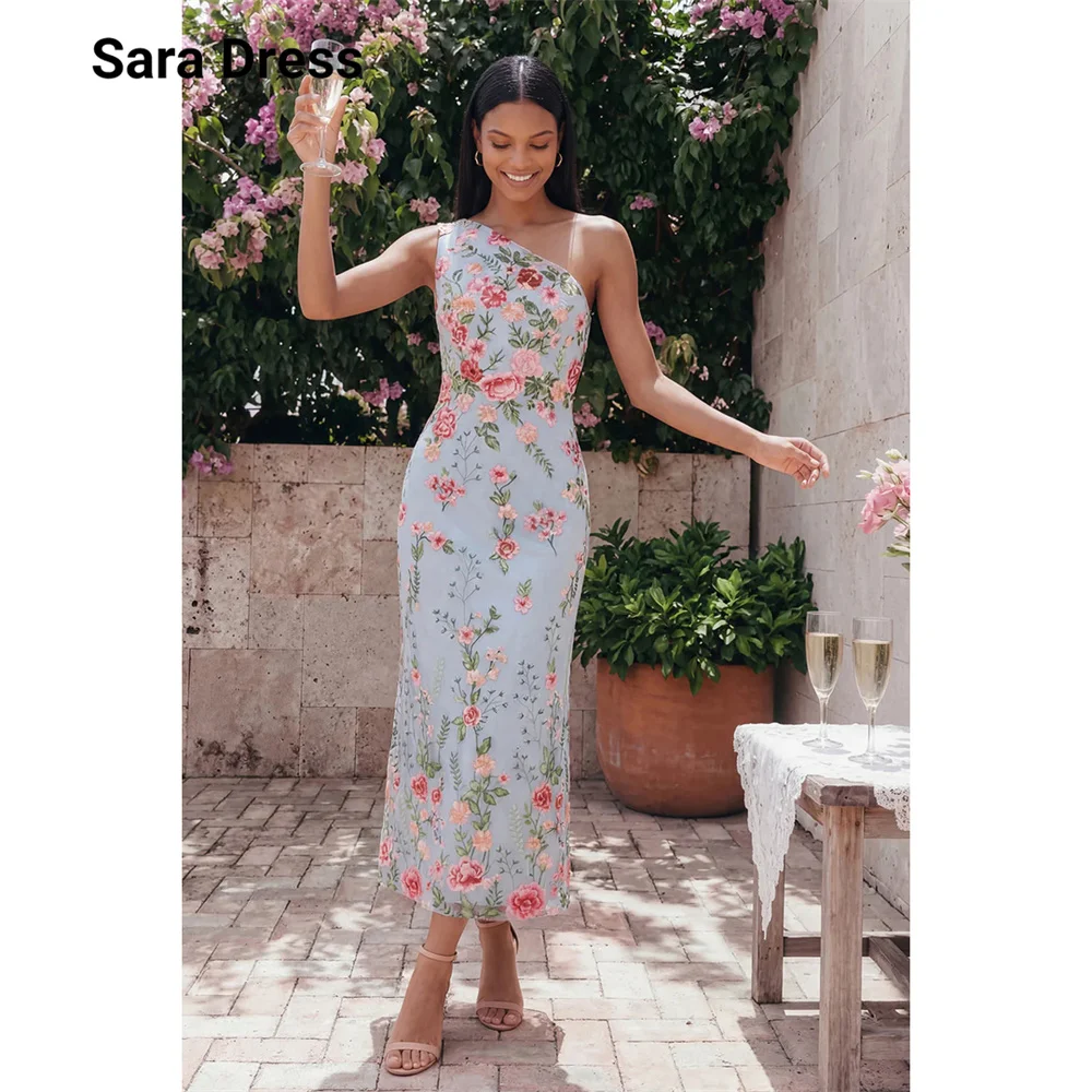 

Sara Custom Flower One Shoulder Fishtail Sleeveless Cocktail Dresses for Luxury Party Prom Dresses 2026 Dress 2026 Woman Evening
