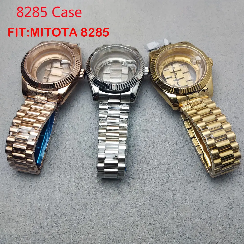 

Корпус мужских часов Miyoda 8285, нержавеющая сталь 316L, сапфировое зеркало и ремешок из нержавеющей стали, аксессуары для mechani 8285