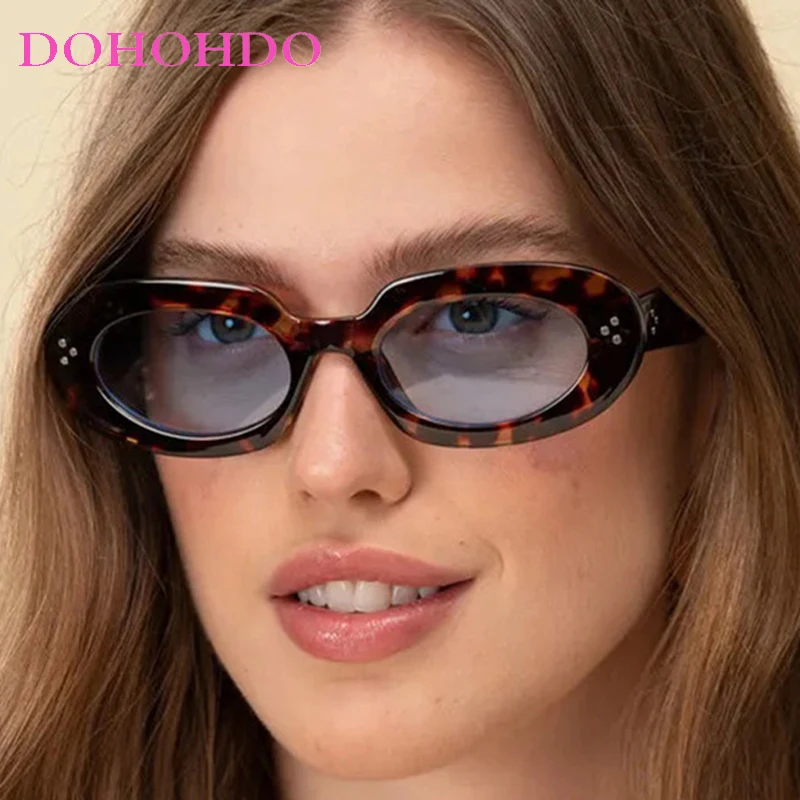 الرجعية الصغيرة البيضاوي العصرية الأرز مسمار تزيين النساء النظارات الشمسية العلامة التجارية تصميم الرجال مكبرة في الهواء الطلق الظل محرك السفر نظارات UV400 #2