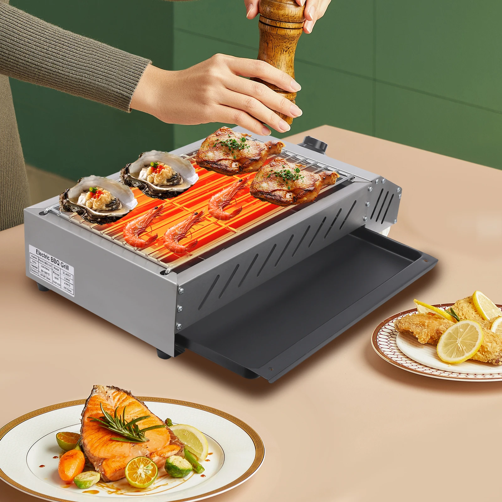 Elektro-BBQ-Grill aus Edelstahl 2,5 kW – Tragbar & Präzise