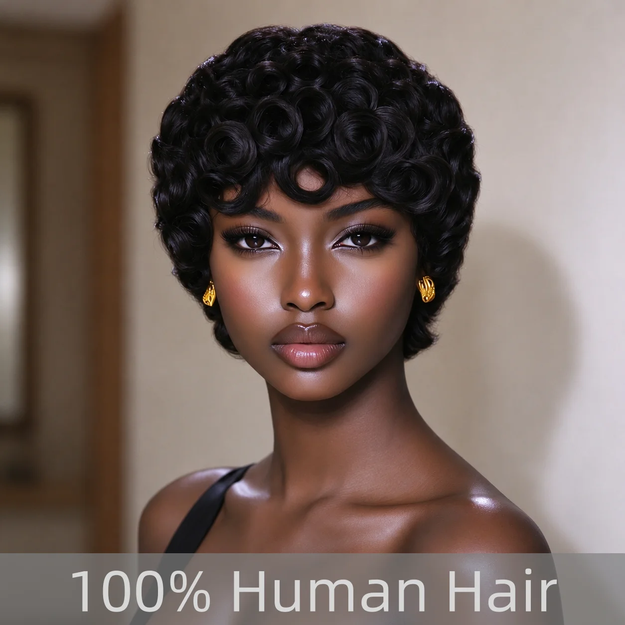 Short Pixie Cuts Wigs Loose Bob Deep Wave Curly Real Remy Human Hair Wigs For Women 200% Density Machine Made Instant Hairstyle