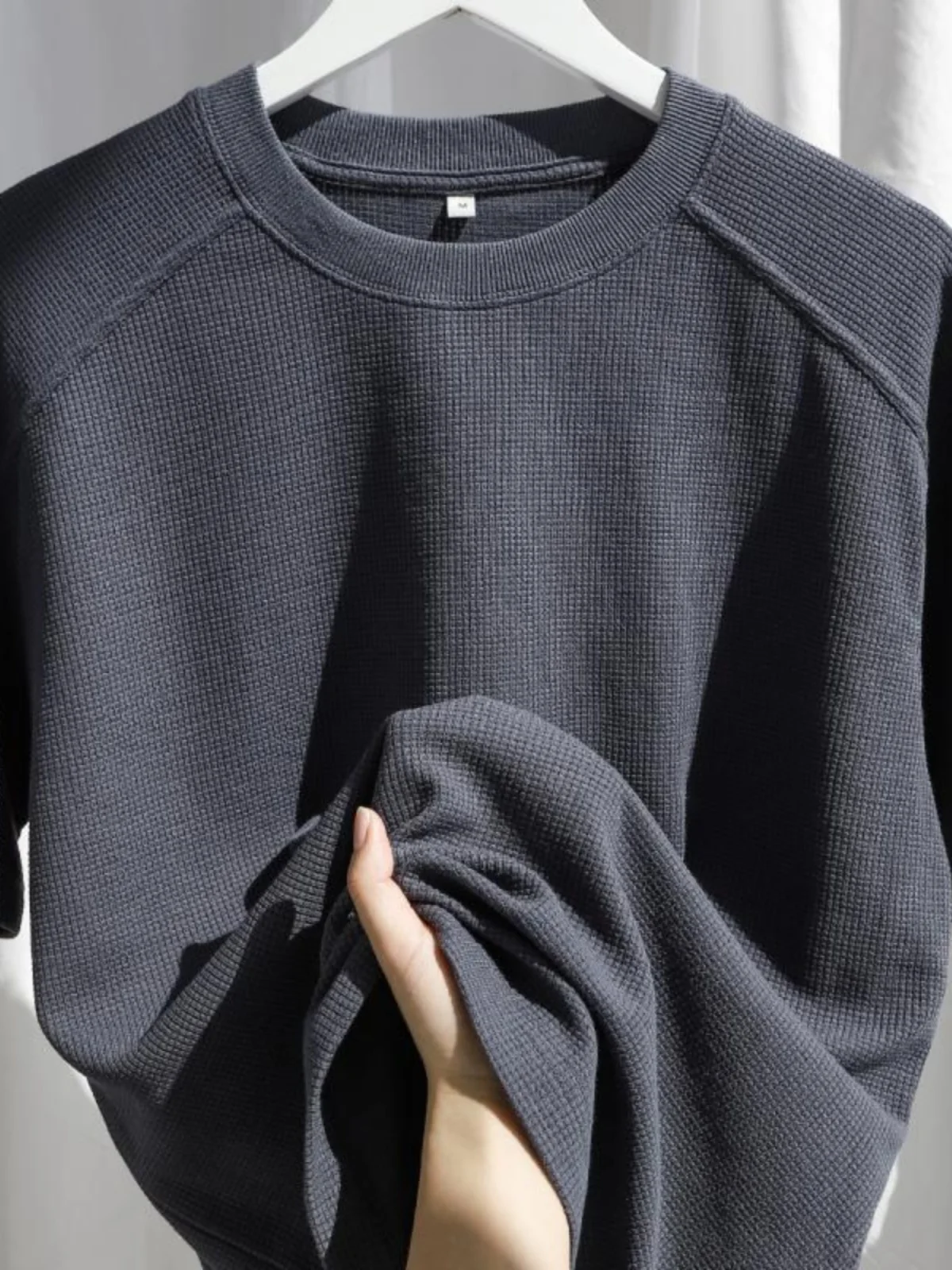 

Мужская футболка в американском ретро-стиле, повседневная, однотонная, с круглым вырезом, свободного кроя, летняя, модная, с защитой от солнца