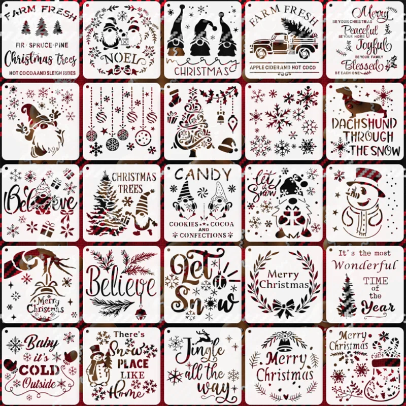 

Christmas Snowman Tree Graffiti Stencils DIY Layering Wall Scrapbook Coloring Embossing Album Decoration Card Painting Template