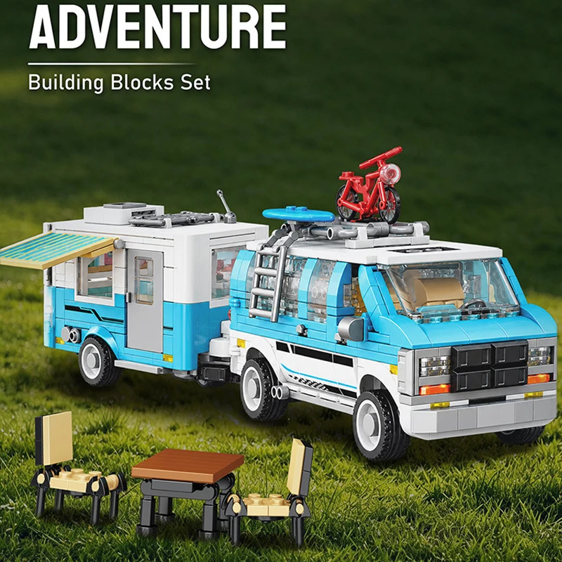 IN STOCK JD162 Technical Camper Van Building Blocks Assembling Pickup trailer Bricks Model DIY Adult toy Christmas Gift Set