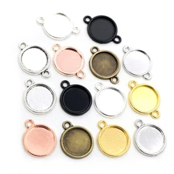 8mm 10mm 12mm Inner Size Classic 7 Color Plated One Sided Single Hanging Simple Style Cabochon Base Setting Pendant