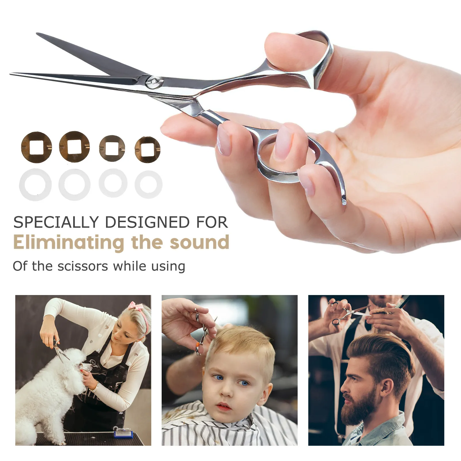 8Pcs Hairdressing Scissors Metal Tail Pin Pad Noise Reducing Accessories Different Models Pet Grooming Barber Scissor