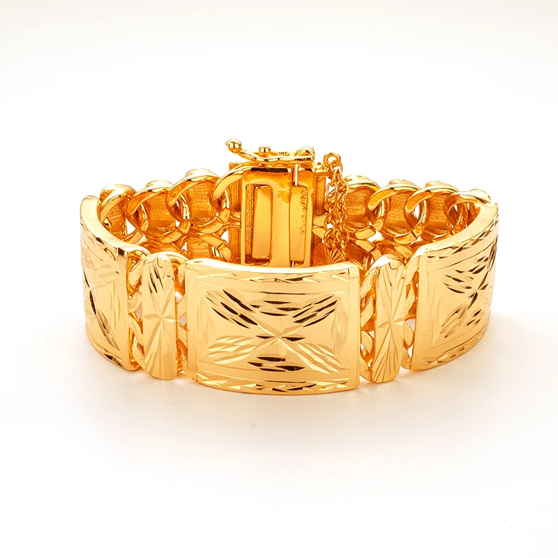 Classic Men's Premium Bracelet 24K Gold Plated Geometric Luxury Fashion Men's and Women's Premium Bracelet