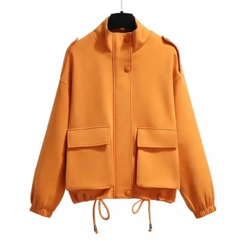 

Sweater Coat Women's Spring Autumn Outwear 2024 New Loose Solid Color Top Fashion Jackets Baseball Uniform Jacket Outwear