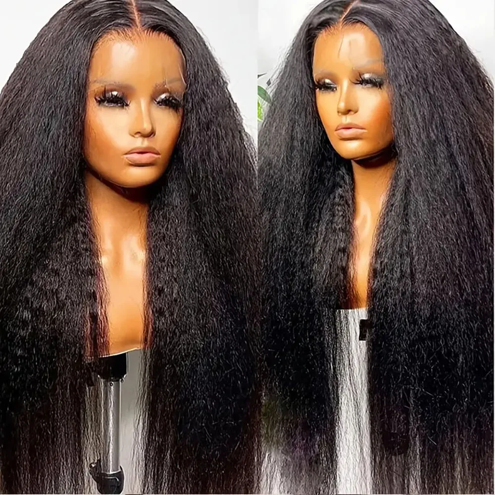 人毛密度200% # 女性用1Bナチュラルカラーウィッグ 5x5 13x4レースフロントウィッグ 女性用縮れストレートレースフロントウィッグ