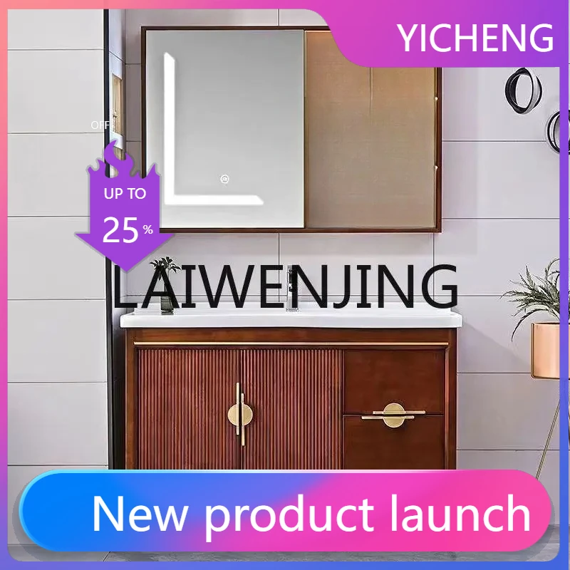 

A2-5 Ceramic Hand Washing Integrated Washbasin Oak Combination Floor Cinet Washstand