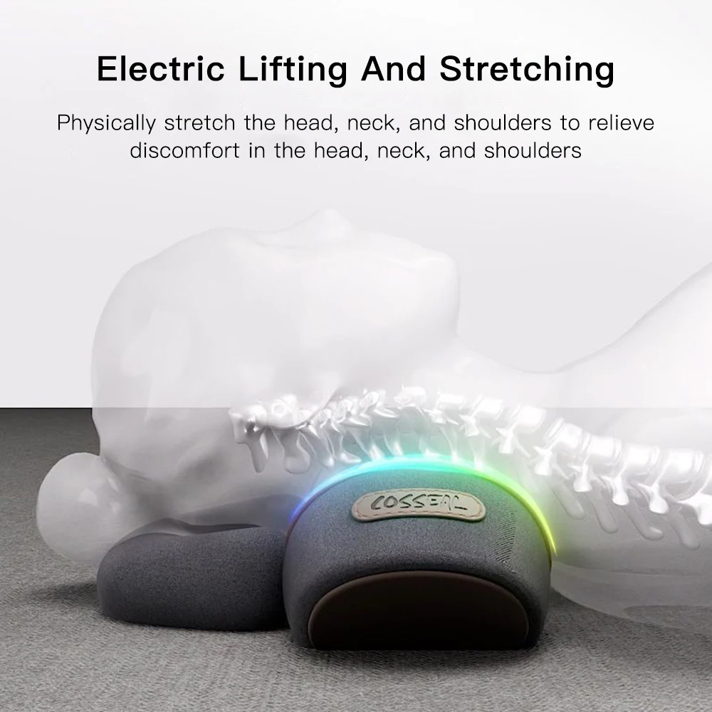 Electric Neck Massager Cervical Pillow Hot Compress Vibration Massage Neck Traction Relax Pillow Spine Support Massager Pillow