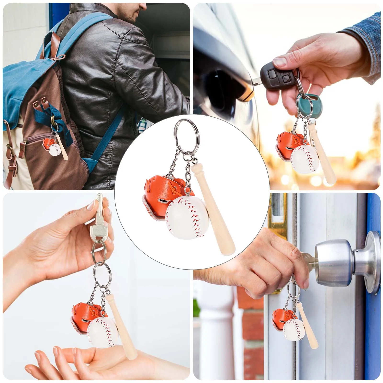 

2pcs Keychain Bulk Softball Baseball Keyring For Boys Bat Key Ring Pendant Sports Keychains for Boys Women Gifts Backpack