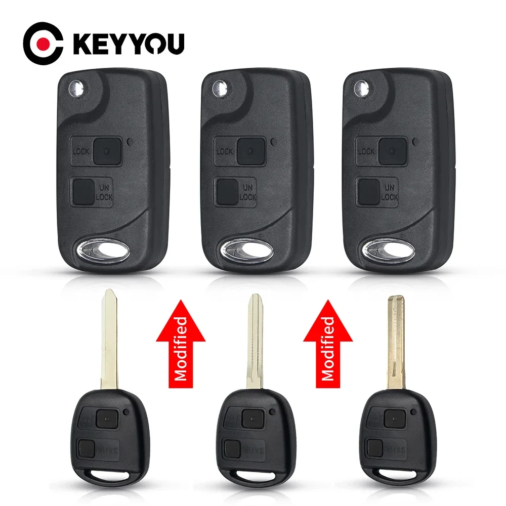 

KEYYOU Modified Remote Key Shell For Toyota Yaris Carina Corolla Avensis Camry Land Cruiser For Lexus Flid Key TOY43/47/48 Blade