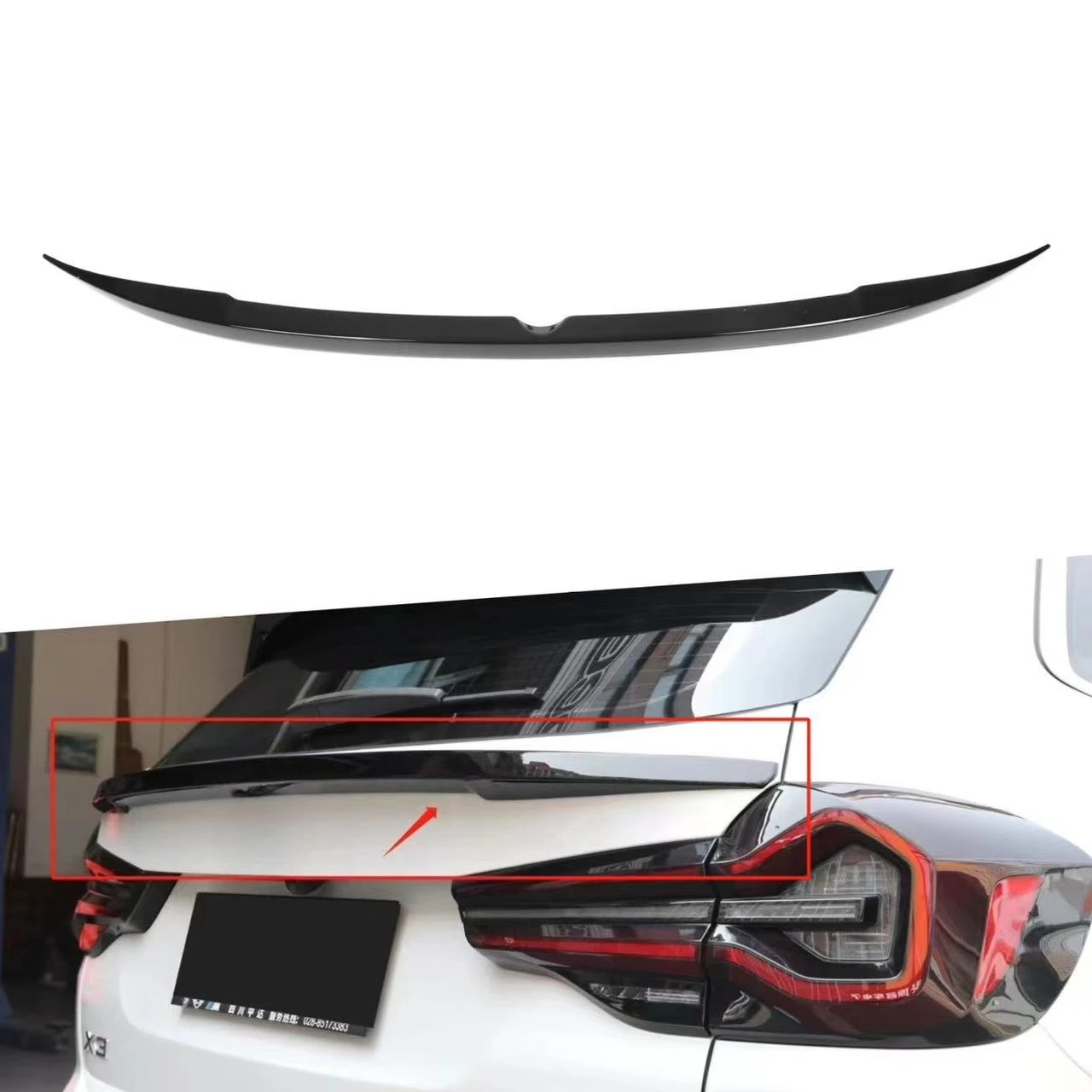 MP Style Middle Spoiler, ABS Material, Sticky Installation for BMW X3 G01 2017-2024