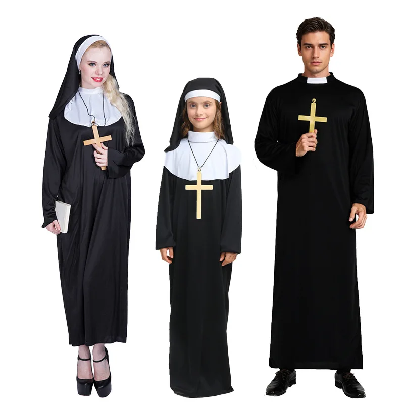 

Adult Nun Costume Virgin Mary Priest Outfit Halloween Cosplay Party Dress Up