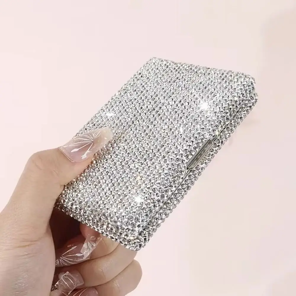 

Unique Sparkling Women's Card Bag Luxury Dust-proof Mini Card Case Lightweight Portable Bling Rhinestone Card Holder Unisex