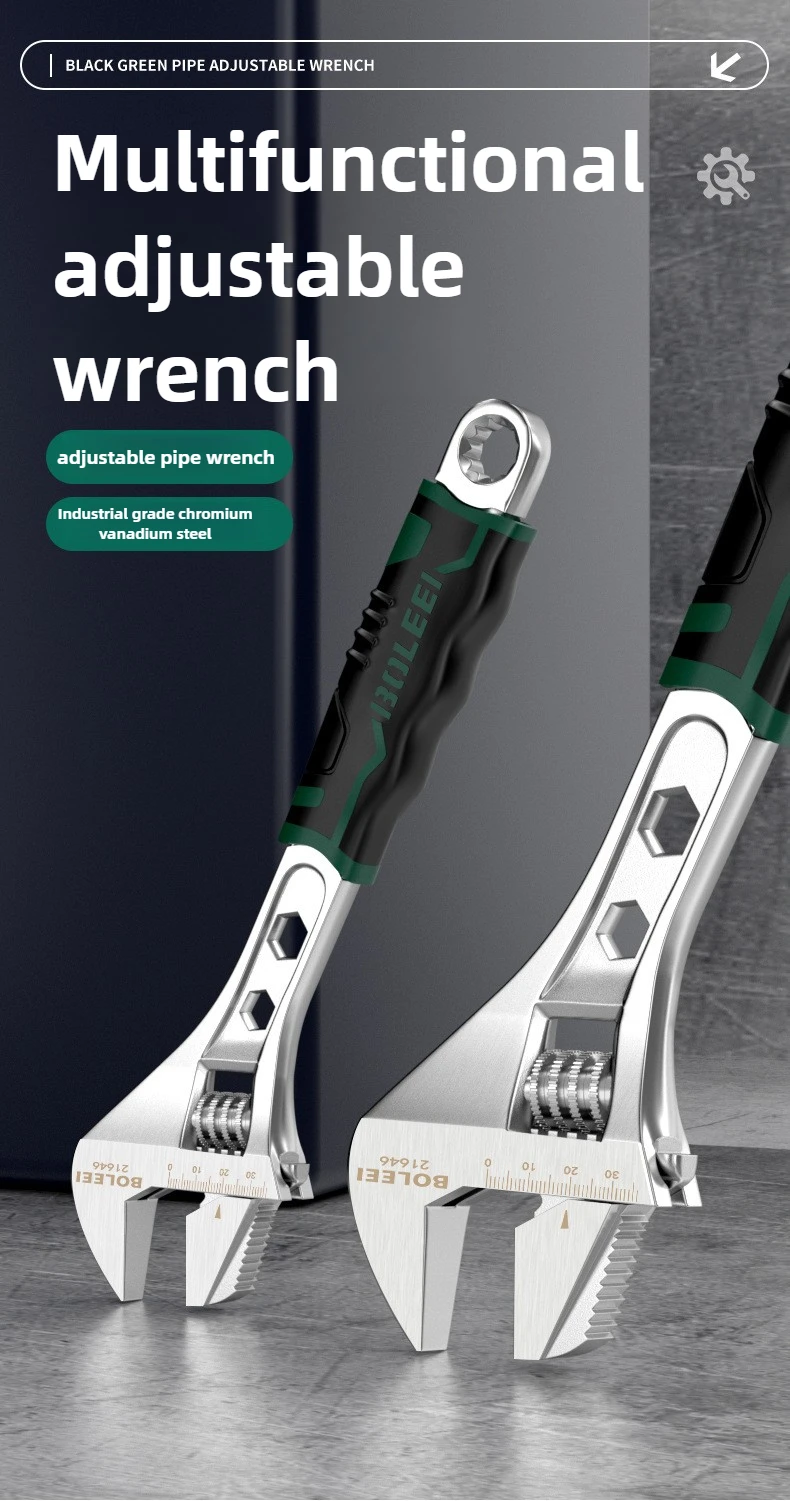 Picture 7: BAOLIAN 8/10/12 inch Adjustable Wrench Small Spanner Wrenches Set for Greater Leverage Locking Adjustable Width Spanner Handle