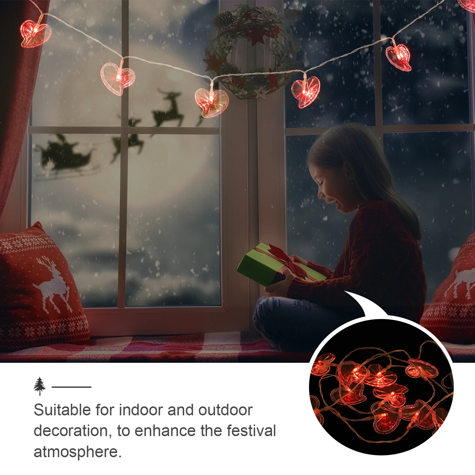 1 مجموعة عيد الحب شكل قلب LED سلسلة أضواء رومانسية ديكور الحفلات معلقة داخلي في الهواء الطلق سلسلة أضواء الحزب