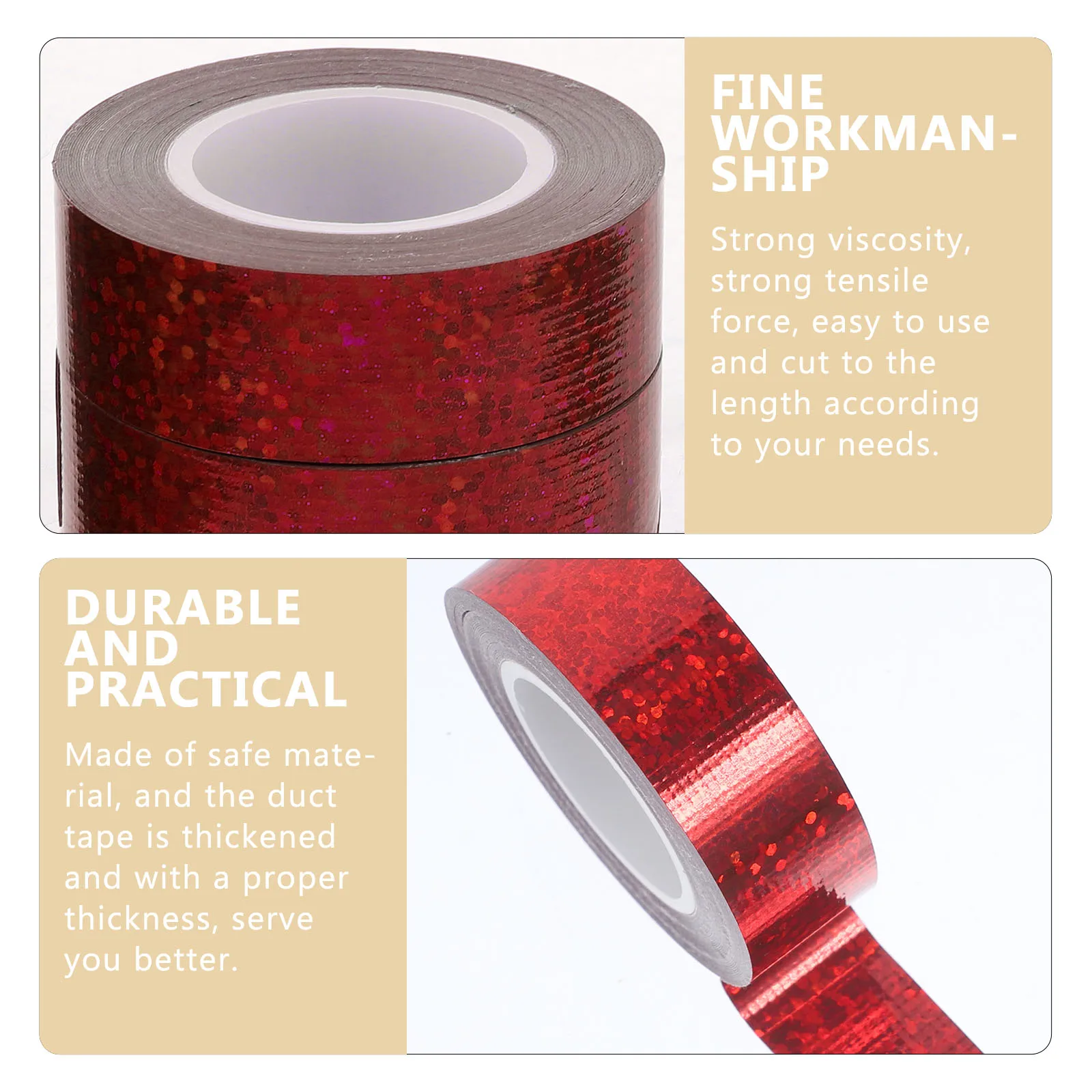 

Glitter Effect Tape Heavy Duty Thickened Duct Adhesive Strong Multi-Environment Use For Metal Fabric Tile Plastic Easy