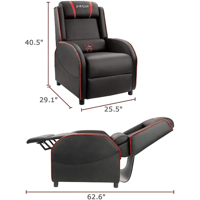 Homall Gaming Massage Recliner Chair Racing Style Single Living Room Sofa Recliner PU Leather Recliner Seat Comfortable