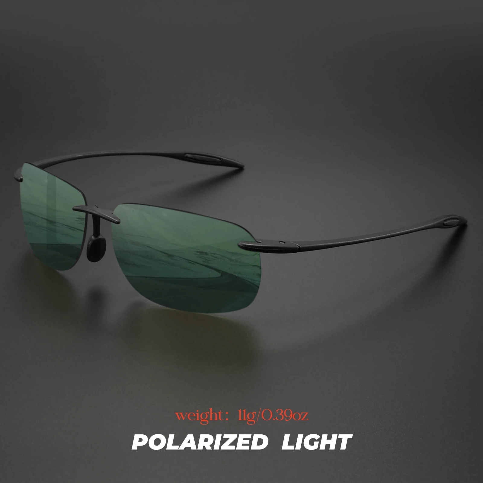 Ultraleichte 11 g TR90 rahmenlose polarisierte Sonnenbrille – flexibel und bequeme Passform, quadratische Form zum Fahren, Angeln, im Freien