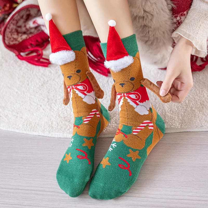 Christmas Party Gifts Holiday Socks Cartoon Pattern Family Christmas Socks Mid Tube Christmas Knitted Socks