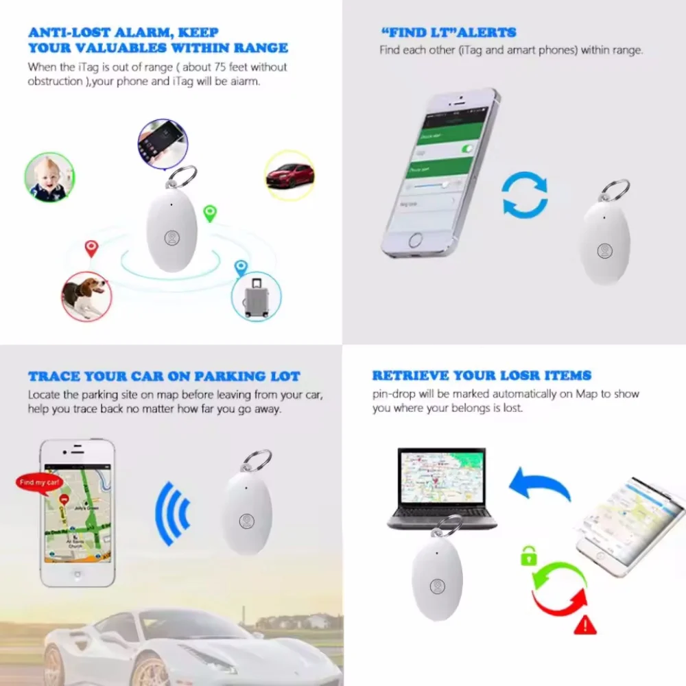 Mini GPS Tracker Bluetooth 5.0 Anti-Lost Device Pet Kids Bag Wallet Tracking For Ios Android Smart Tag Finder Locator Accessory
