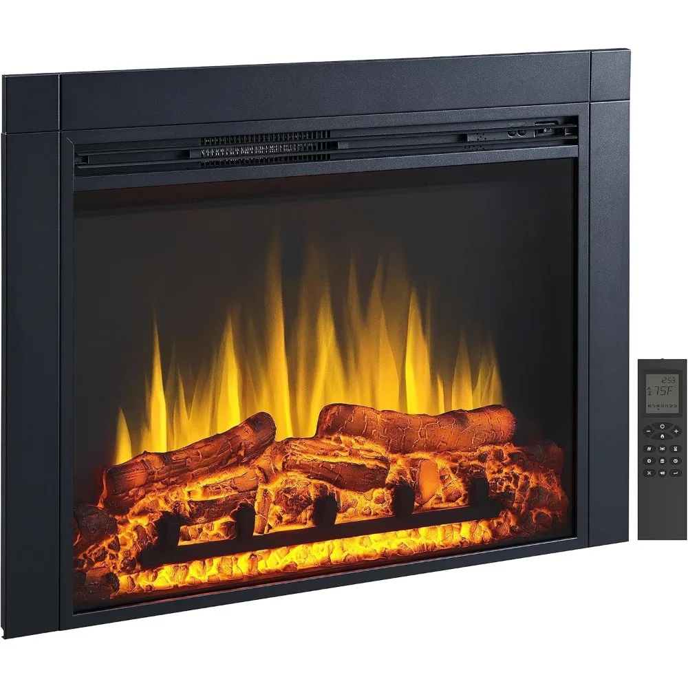 LegendFlame Jaden 36" de ancho x 26" de alto (EF443) inserto para chimenea eléctrica con kit de ajuste frontal, sonido craquelado de fuego, calentador de 750 W/1500 W,