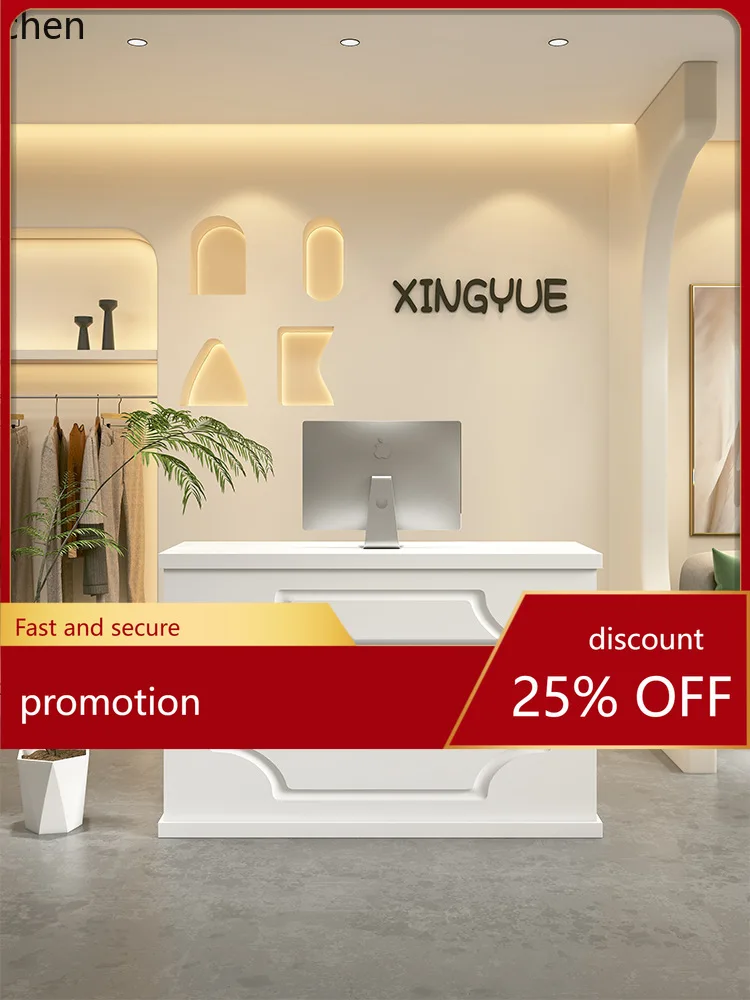 

CZ Small Cash Register Counter Painted Milk Tea Shop Simple Modern Clothing Store Counter Beauty Front Desk