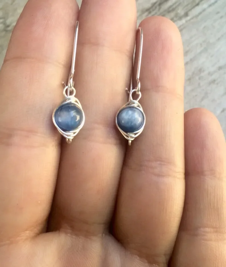 Stunning Kyanite Earrings in a Beautiful Blue Shade with Silver Plated Finish