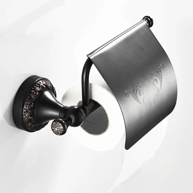 new black Tissue Holder Toilet Roll Paper Hardware Pendant Brass Wall-Mounted Roll Stand Modern Household Bathroom accessories