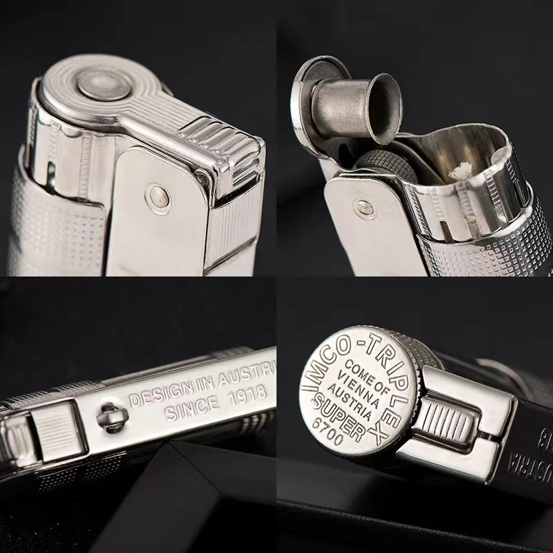 Retro Original IMCO 6700 Stainless Steel Old Gasoline Lighter Men\'s Cigarette Lighter Oil Lighter Accessories 62*22*15mm